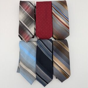 VTG Wembley Tie Lot 6 Striped Plaid Neat 70s 80s Polyester Retro Menswear